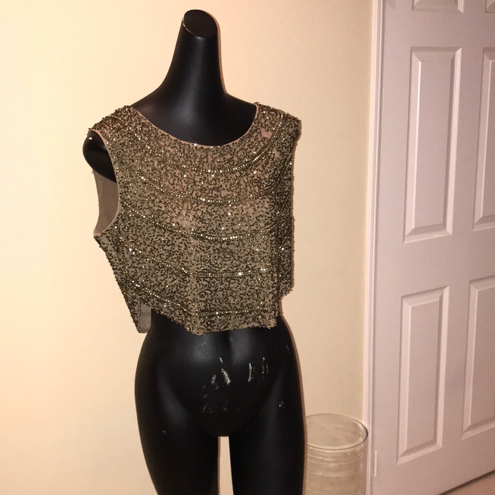 Gold sequin crop top